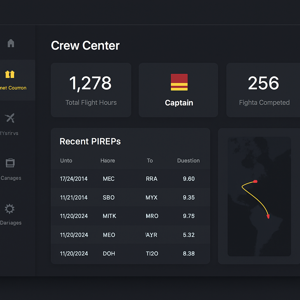 Preview of the DHL Virtual Group Atlas crew center pilot dashboard